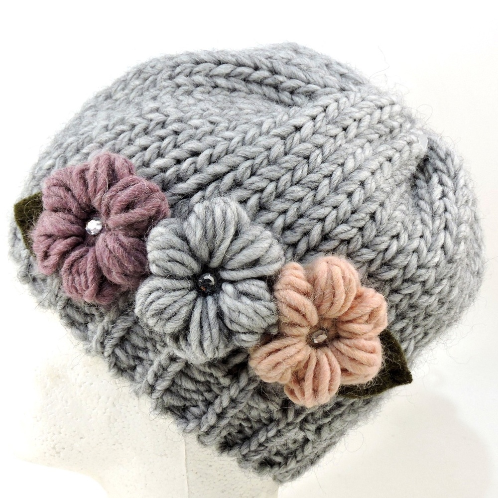 GELSO BIANCO 🇮🇹 WOMEN'S GREY WOOL/ALPACA WINTER BEANY HAT